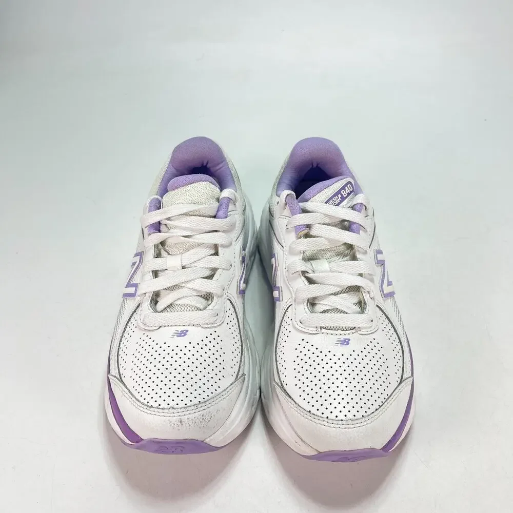 New Balance Fresh Foam X 840F White Purple Walking Shoes WW840FW1 Women's Sz 6.5
